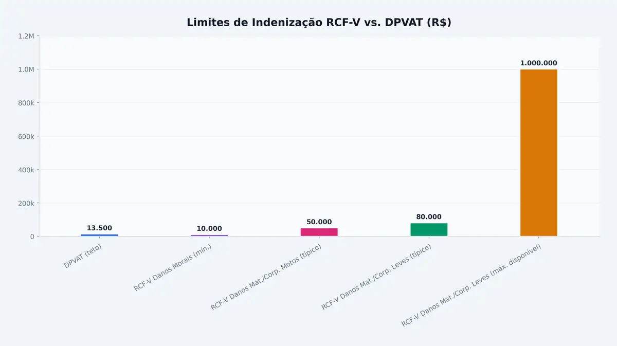 Limites de Indenização RCF-V vs. DPVAT (R$)