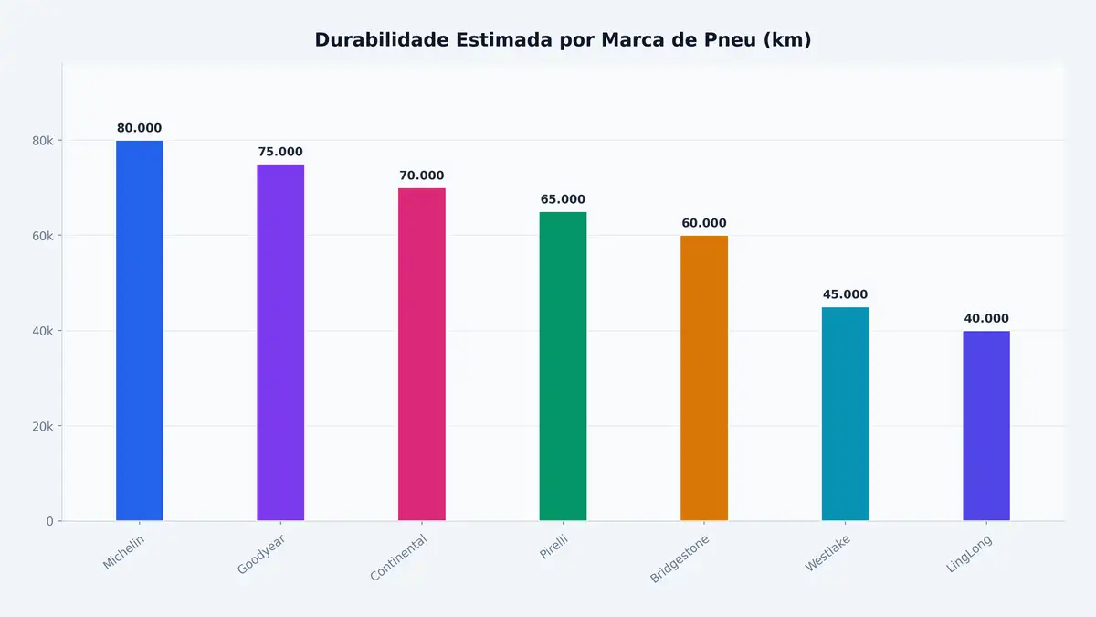 Durabilidade Estimada por Marca de Pneu (km)