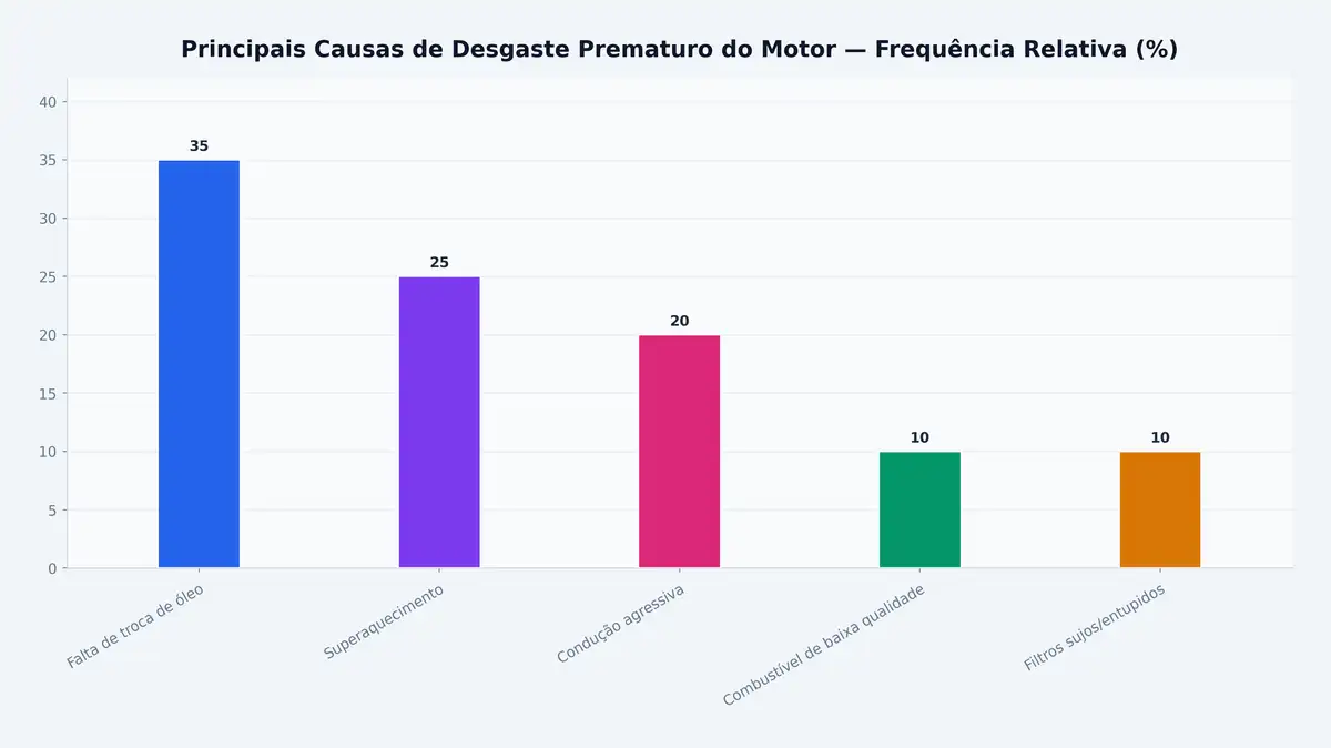 Principais Causas de Desgaste Prematuro do Motor — Frequência Relativa (%)